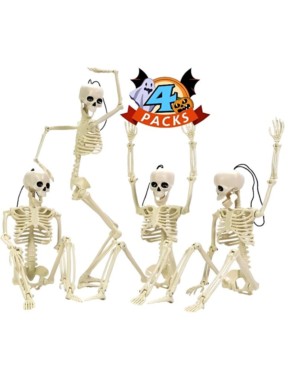 Small Skeleton Halloween Decoration Outdoor(4 Packs), 16" Halloween Skeleton